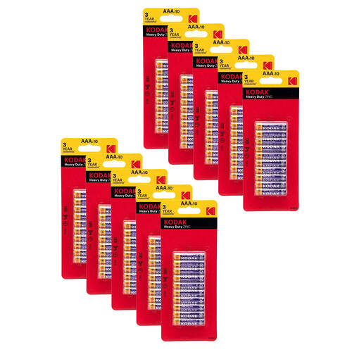 10x 10pc Kodak Extra Heavy Duty AAA Battery 1.5V Zinc Chloride