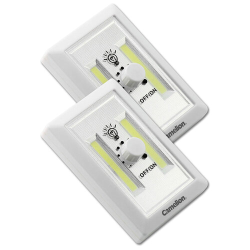 2PK Camelion Double 3W Cob Led Portable Light w/ Wall Mount & Dimmer