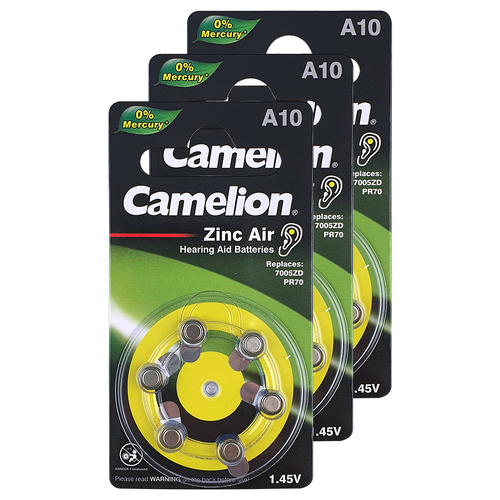 3PK 6pc Camelion A10 Zinc Air 1.45V