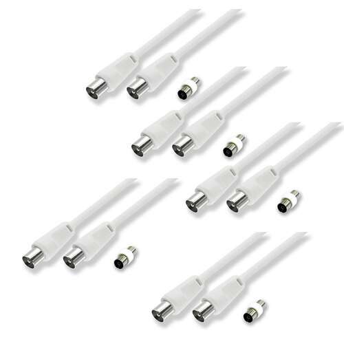 5PK Sansai 1.5m Male To Male Antenna Flylead w/ Female Adaptor