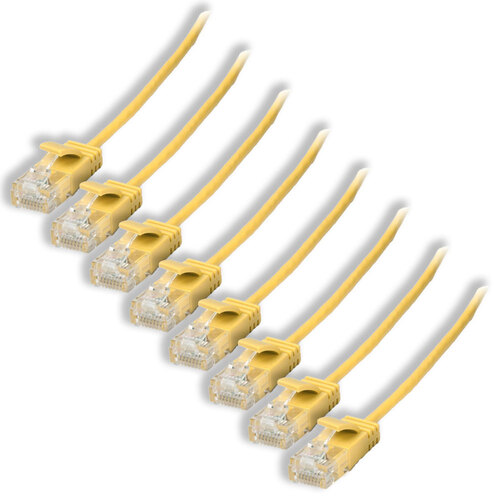 8PK Connect Cable Ultra Slim Male CAT6 Network Ethernet Cable 5m - Yellow