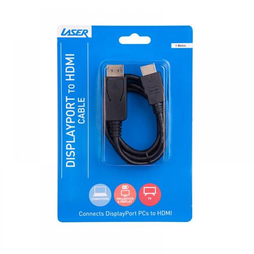 Connect Cable Male DisplayPort to HDMI Cable 1m For TV/Monitor - Black