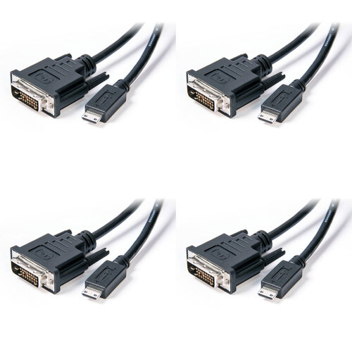 4PK Connect Cable Male Mini HDMI to DVI Cable 2m For PC/Monitor - Black