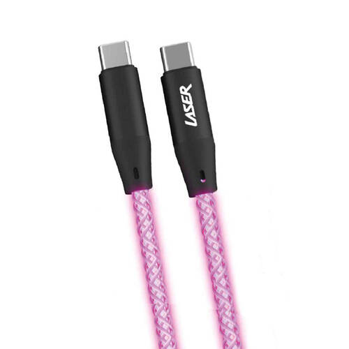 Laser 1m USB-C to C 60W Charging Cable for Samsung & iPhone 16 Rainbow