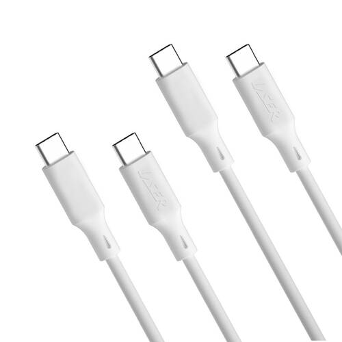 2pc Laser 1m USB-C to C 60W Fast Charging Cable for Samsung & iPhone 16 White
