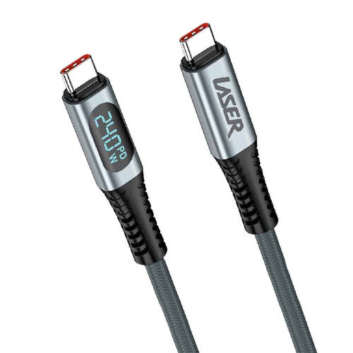 Laser 1m USB-C to C 240W Braided Charging Cable w/ LCD for Samsung/iPhone 16