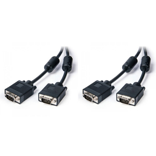 2PK Connect Cable Male VGA/SVGA Cable Connector 5m For Monitor - Black
