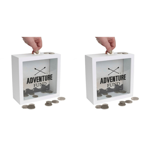 2PK Splosh Wood Adventure Fund Change Box 18x18cm Square - White