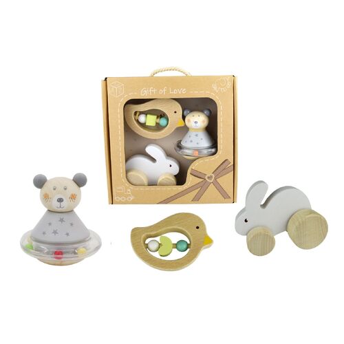 Kaper Kidz Calm & Breezy Baby Gift Set Bunny Bird Bear 3Pcs