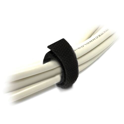 8Ware 25x2mm Wide Cable Tie Hook & Loop Double Sided Self Adhesive Fastener BLK