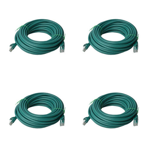 4PK 8Ware 20m Cat6a UTP Snagless Ethernet Cable LAN Connector - Green