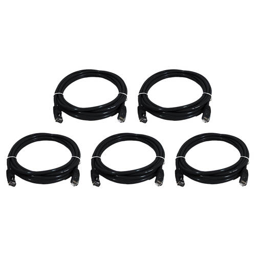 5PK 8Ware 2m Cat6a UTP Snagless Ethernet Cable LAN Connector - Black