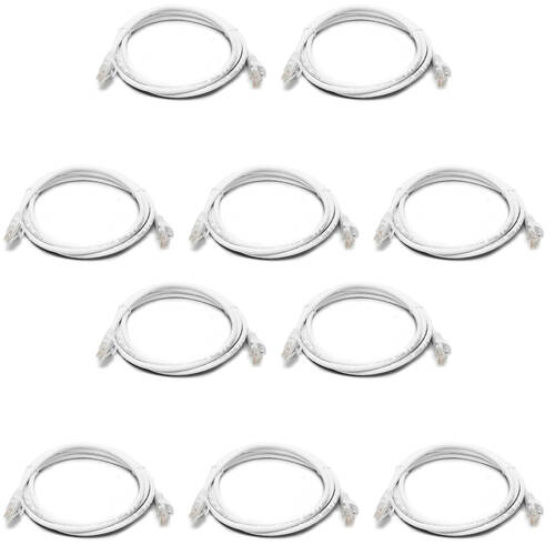10PK 8Ware 2m Cat6a UTP Snagless Ethernet Cable LAN Connector - White