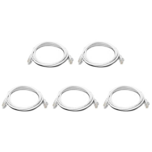 5PK 8Ware 2m Cat6a UTP Snagless Ethernet Cable LAN Connector - White