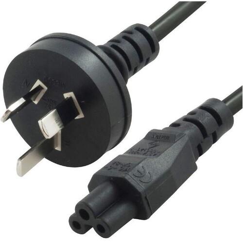 8ware 1m AU Power Lead Cord Cable 3-Pin 320-C5 Cloverleaf Plug Mickey Type Black