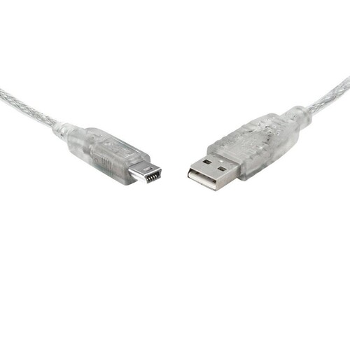 8Ware 3m USB 2.0 Cable A to B 5-pin Mini Metal Sheath - Transparent