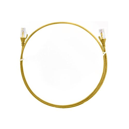 8ware CAT6 Ultra Thin Slim Cable 25cm Ethernet Network Cord - Yellow