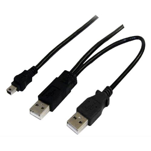 Astrotek 2m Male USB-A 2.0 Y Splitter Cable To USB-A/Mini USB-B Power Cord
