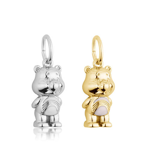 Care Bears Cheer Bear Charm - Gold Plated Brass - Silve and Gold
