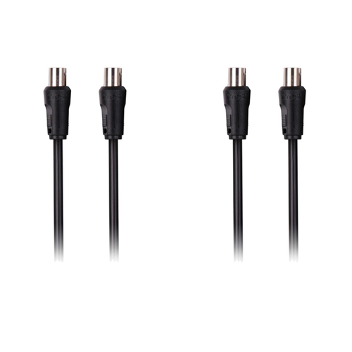 2PK Crest 3m Dual Shield Male TV Antenna Cable - Black