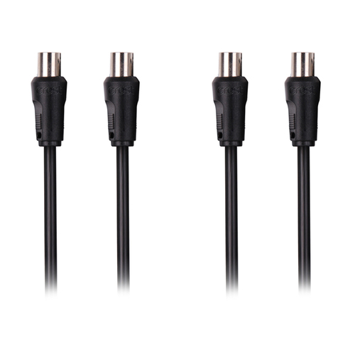 2PK Crest 5m Dual Shield Male TV Antenna Cable - Black