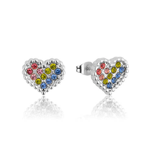 Care Bears Rainbow Heart Stud Earrings - Stainless Steel - Silver