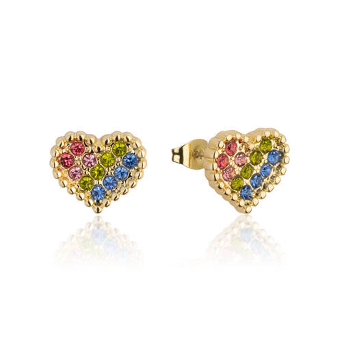 Care Bears Rainbow Heart Stud Earrings - Stainless Steel - Gold