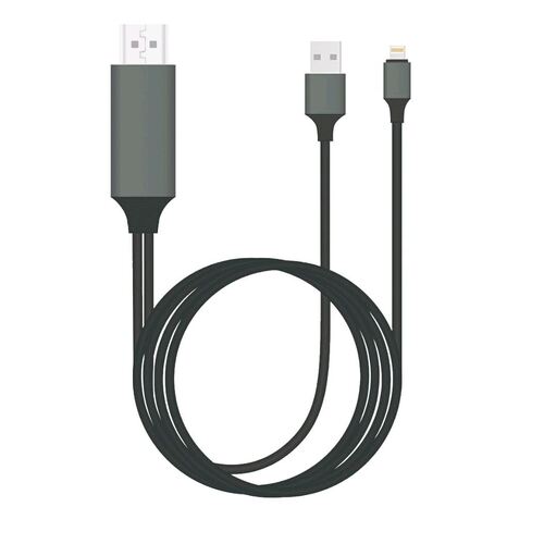 8Ware 2m Plug & Play Lightning to HDMI Cable Male For iPhone/iPad - Black