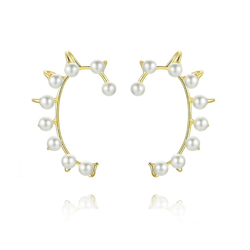 Culturesse 150mm Unforgettable Runway Cuff Earrings - Gold/Pearl