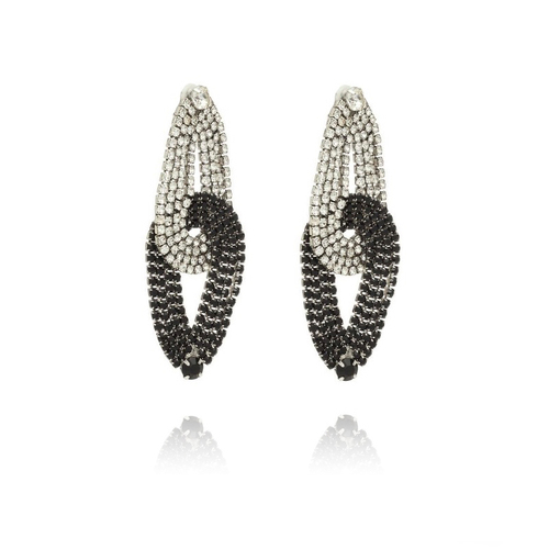Culturesse Brooklyn 7cm Knot Earrings For Pierced Ears - Silver/Noir