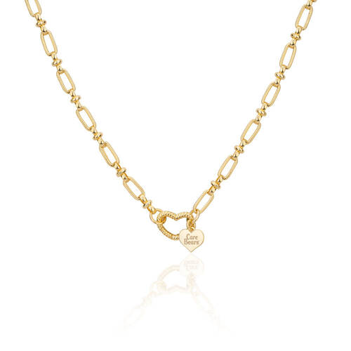 Care Bears Heart Logo Necklace - Gold Plated Brass - Gold