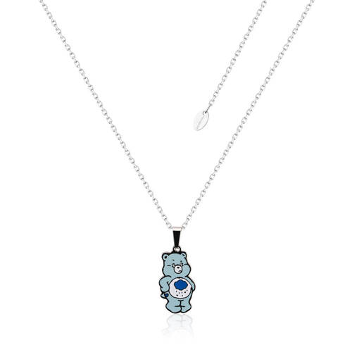 ECC Care Bears Grumpy Bear Belly Badge Enamel Necklace - Stainless Steel - Blue