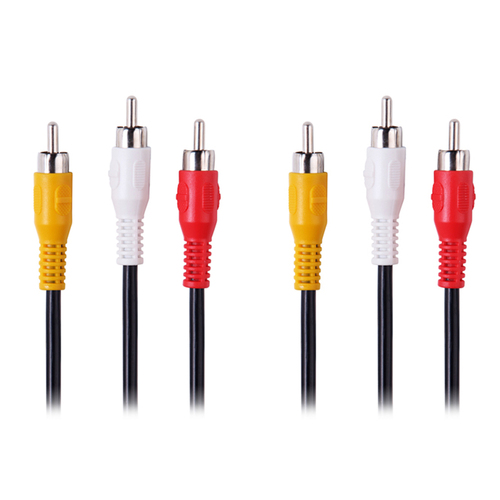 2PK Crest 1.5m Male RCA Audio Visual Cable Connector For TV/VCR/DVD