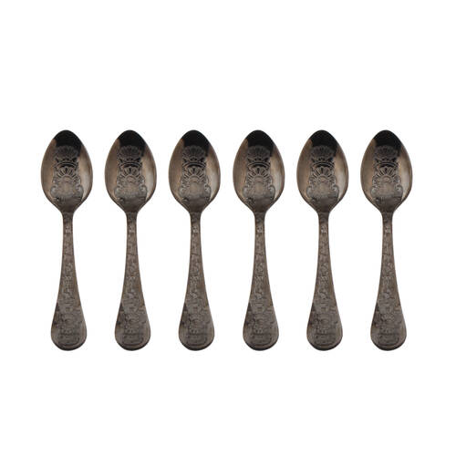 6pc Coffee Culture Black Stainless Steel Coffee Spoon Set 11cm