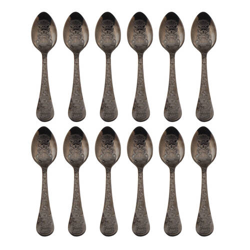 2x 6pc Coffee Culture Black Stainless Steel Coffee Spoon Set 11cm
