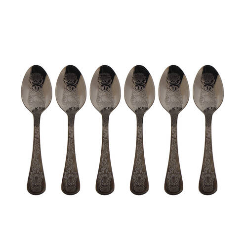 6pc Coffee Culture Black Stainless Steel Tea Spoon Set 13.5cm