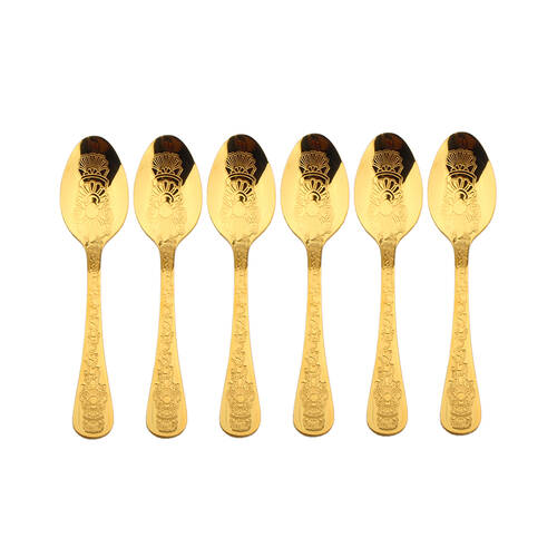 6pc Coffee Culture Gold Stainless Steel Tea Spoon Set 13.5cm