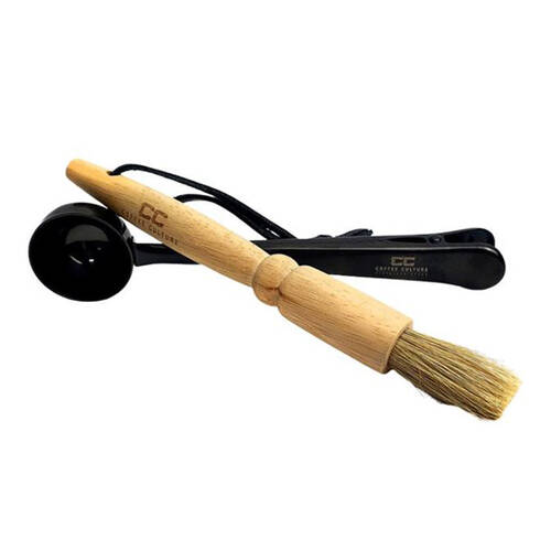 2pc Coffee Culture Wood Brush & Spoon Cleaning Set