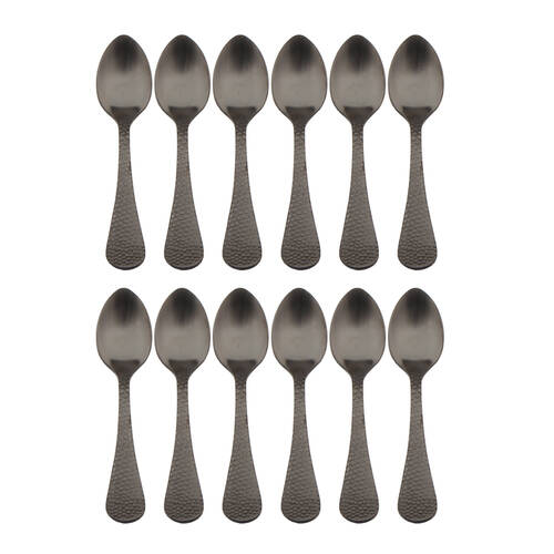 2x 6pc Coffee Culture Satin Black Stainless Steel Coffee Spoon Set 11cm