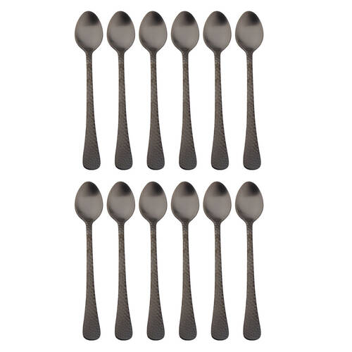 2x 6pc Coffee Culture Satin Black Stainless Steel Parfait Spoon Set 17.8cm