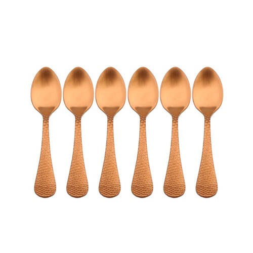 6pc Coffee Culture Satin Copper Stainless Steel Coffee Spoon Set 11cm