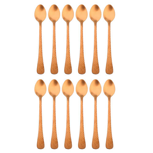 2x 6pc Coffee Culture Satin Copper Stainless Steel Parfait Spoon Set 17.8cm