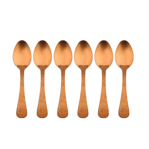 6pc Coffee Culture Satin Copper Stainless Steel Tea Spoon Set 13.5cm