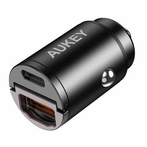 Aukey 30w Nano Series 2 Port Car Charger USB-A to C