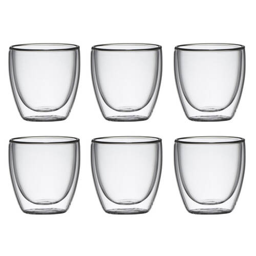 6pc Coffee Culture Barista 100ml Double Wall Coffee - Clear