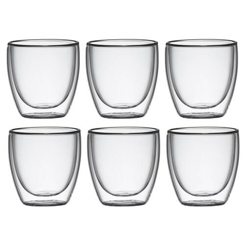 6pc Coffee Culture Barista 250ml Double Wall Coffee - Clear