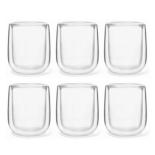 6pc Coffee Culture Crema 350ml Double Wall Coffee/Tea Cup - Clear