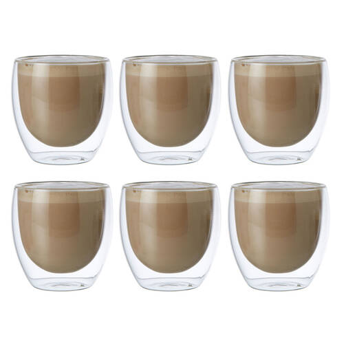 6pc Coffee Culture Java 250ml Double Wall Coffee/Tea Glass - Clear