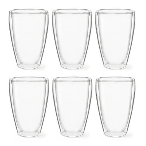 6pc Coffee Culture Moka 350ml Double Wall Coffee/Tea Cup - Clear