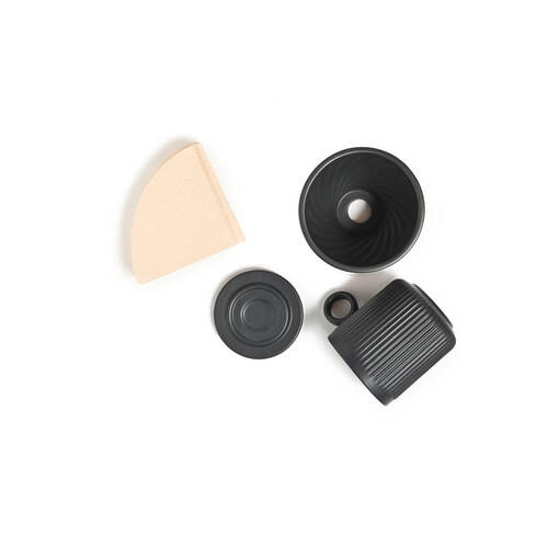 Coffee Culture 320ml Ceramic Pour Over Coffee Dripper Set - Black